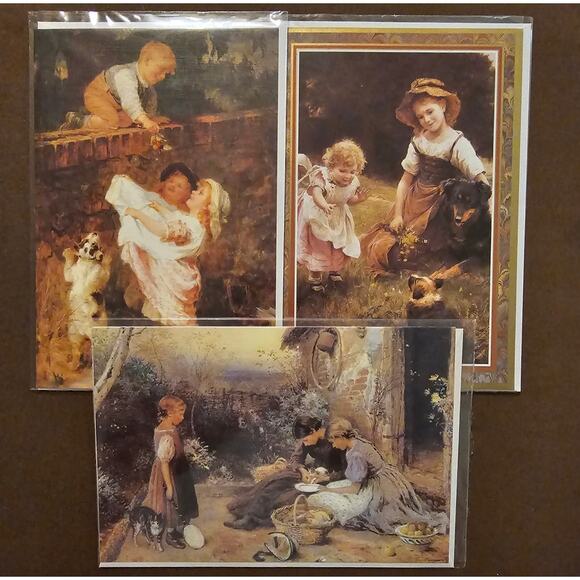 Lot of 3 Victorian Greeting Cards Birthday and Thank you W Envelopes  (Gg15) - Picture 1 of 6